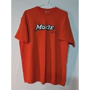 FOTL I've Got Moxie Soda Fishing Shirt Size XL Orange Double Sided Lisbon  Maine